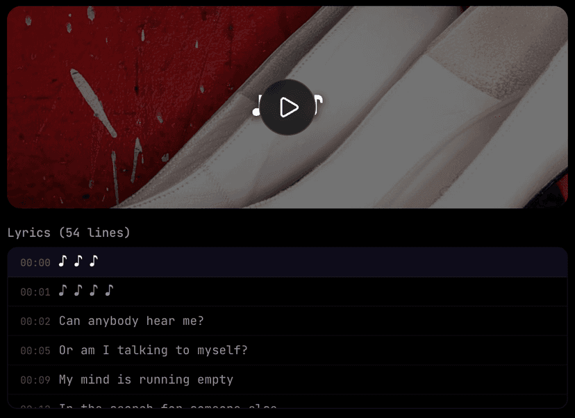 AI lyric video generator with synced karaoke text