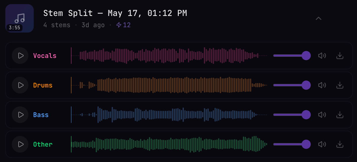 AI vocal remover and stem splitter separating audio tracks